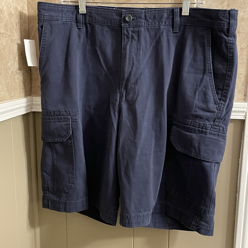 Izod Soft‎ Wash Flat Front Cargo Shorts Mens Size 38 Blue New With Tags